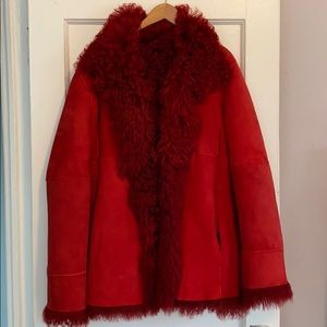 Italian Shearling Collared Cuffed Coat